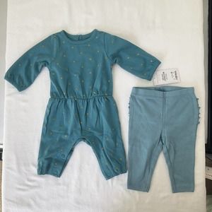 Carter’s Baby Outfit Long Sleeves Onesie and Pants, size NB to 3M, Blue